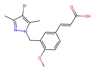 3-(3-((4-Bromo-3,5-dimethyl-1H-pyrazol-1-yl)methyl)-4-methoxyphenyl)acrylic acid structure