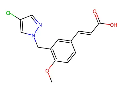 3-[3-[(4-Chloropyrazol-1-yl)methyl]-4-methoxyphenyl]prop-2-enoic acid structure