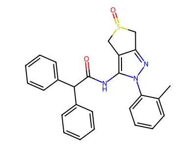 N-(5-oxido-2-(o-tolyl)-4,6-dihydro-2H-thieno[3,4-c]pyrazol-3-yl)-2,2-diphenylacetamide structure