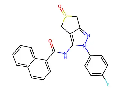 N-(2-(4-fluorophenyl)-5-oxido-4,6-dihydro-2H-thieno[3,4-c]pyrazol-3-yl)-1-naphthamide structure