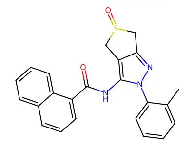 N-[2-(2-methylphenyl)-5-oxo-4,6-dihydrothieno[3,4-c]pyrazol-3-yl]naphthalene-1-carboxamide structure