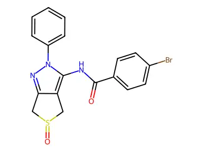 4-bromo-N-(5-oxido-2-phenyl-4,6-dihydro-2H-thieno[3,4-c]pyrazol-3-yl)benzamide structure
