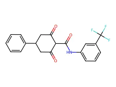 2,6-dioxo-4-phenyl-N-[3-(trifluoromethyl)phenyl]cyclohexane-1-carboxamide structure