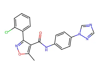 3-(2-chlorophenyl)-5-methyl-N-[4-(1H-1,2,4-triazol-1-yl)phenyl]-1,2-oxazole-4-carboxamide structure