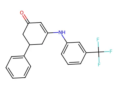 5-Phenyl-3-{[3-(trifluoromethyl)phenyl]amino}cyclohex-2-en-1-one structure