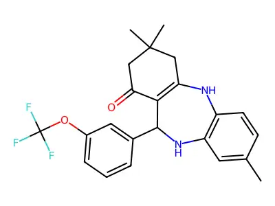 3,9,9-trimethyl-6-[3-(trifluoromethoxy)phenyl]-6,8,10,11-tetrahydro-5H-benzo[b][1,4]benzodiazepin-7-one structure