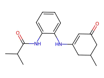 2-methyl-N-[2-[(5-methyl-3-oxocyclohexen-1-yl)amino]phenyl]propanamide structure
