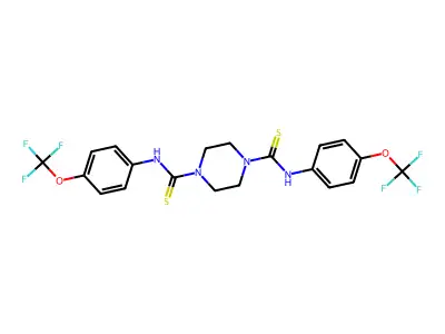 N1,N4-bis[4-(trifluoromethoxy)phenyl]piperazine-1,4-dicarbothioamide structure