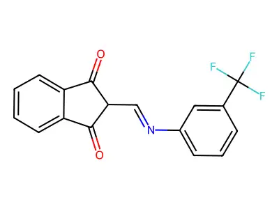 2-[[3-(Trifluoromethyl)phenyl]iminomethyl]indene-1,3-dione structure