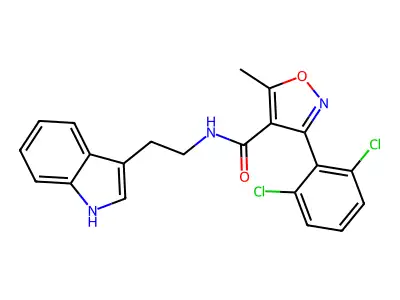 3-(2,6-dichlorophenyl)-N-[2-(1H-indol-3-yl)ethyl]-5-methyl-1,2-oxazole-4-carboxamide structure
