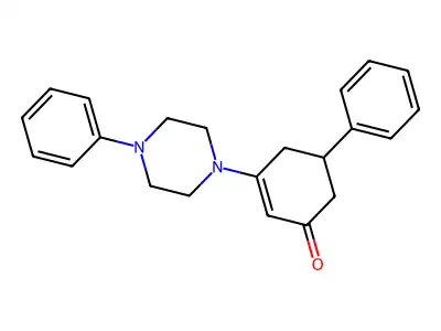 5-Phenyl-3-(4-phenylpiperazin-1-yl)cyclohex-2-en-1-one structure