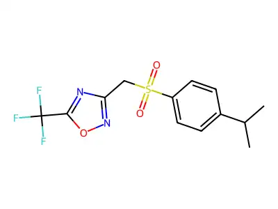 3-[(4-Propan-2-ylphenyl)sulfonylmethyl]-5-(trifluoromethyl)-1,2,4-oxadiazole structure