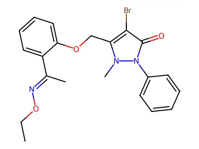 4-bromo-5-[[2-(N-ethoxy-C-methylcarbonimidoyl)phenoxy]methyl]-1-methyl-2-phenylpyrazol-3-one structure
