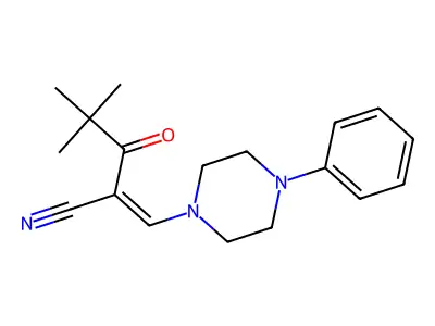 4,4-Dimethyl-3-oxo-2-[(4-phenylpiperazin-1-yl)methylidene]pentanenitrile structure