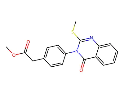 Benzeneacetic acid, 4-(2-(methylthio)-4-oxo-3(4H)-quinazolinyl)-, methyl ester structure