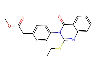 Benzeneacetic acid, 4-(2-(ethylthio)-4-oxo-3(4H)-quinazolinyl)-, methyl ester structure