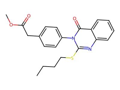 Benzeneacetic acid, 4-(2-(butylthio)-4-oxo-3(4H)-quinazolinyl)-, methyl ester structure