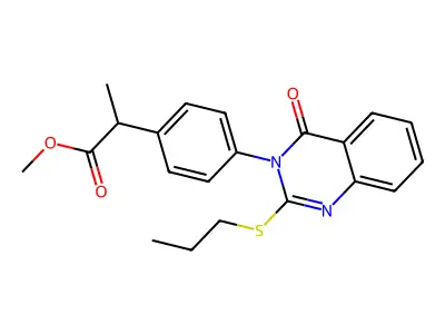 Methyl alpha-methyl-4-(4-oxo-2-(propylthio)-3(4H)-quinazolinyl)benzeneacetate structure