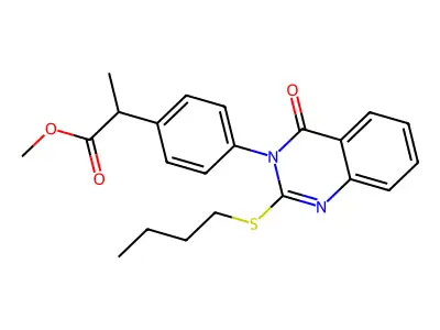 Methyl 4-(2-(butylthio)-4-oxo-3(4H)-quinazolinyl)-alpha-methylbenzeneacetate structure
