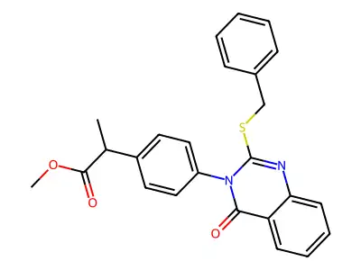 Methyl alpha-methyl-4-(4-oxo-2-((phenylmethyl)thio)-3(4H)-quinazolinyl)benzeneacetate structure