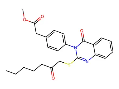 Benzeneacetic acid, 4-(4-oxo-2-((2-oxoheptyl)thio)-3(4H)-quinazolinyl)-, methyl ester structure