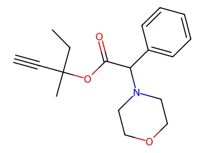 4-Morpholineacetic acid, alpha-phenyl-, 3-methyl-1-pentyn-3-yl ester structure