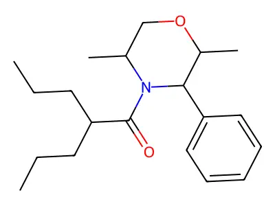 Morpholine, 2,5-dimethyl-3-phenyl-4-(2-propylvaleryl)- structure
