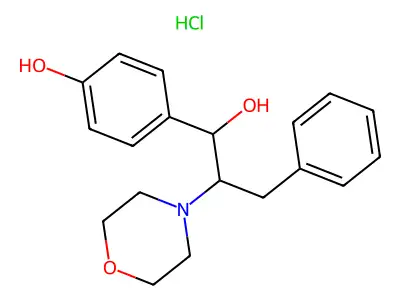 4-Morpholineethanol, beta-benzyl-alpha-(p-hydroxyphenyl)-, hydrochloride structure