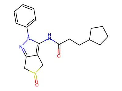3-cyclopentyl-N-(5-oxo-2-phenyl-4,6-dihydrothieno[3,4-c]pyrazol-3-yl)propanamide structure