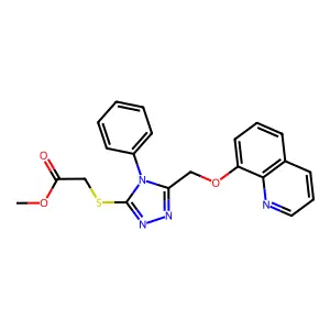 Methyl 2-[4-phenyl-5-(8-quinolyloxymethyl)-1,2,4-triazol-3-ylthio]acetate structure