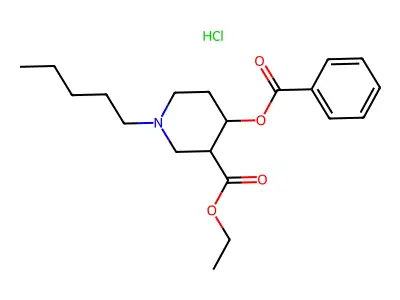 Ethyl 4-(benzoyloxy)-1-pentylpiperidine-3-carboxylate--hydrogen chloride (1/1) structure