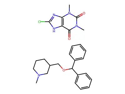 Piperidine, 3-(diphenylmethoxymethyl)-1-methyl-, chlorotheophylline structure