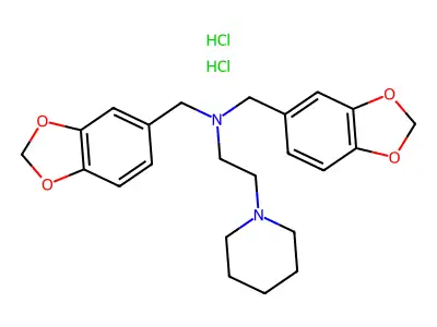 Piperidine, 1-(2-(dipiperonylamino)ethyl)-, dihydrochloride structure