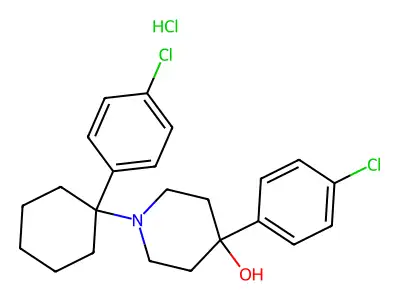 4-Piperidinol, 4-(p-chlorophenyl)-1-(1-(p-chlorophenyl)cyclohexyl)-, hydrochloride structure