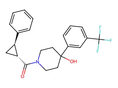 4-Piperidinol, 1-((2-phenylcyclopropyl)carbonyl)-4-(alpha,alpha,alpha-trifluoro-m-tolyl)-, (E)- structure