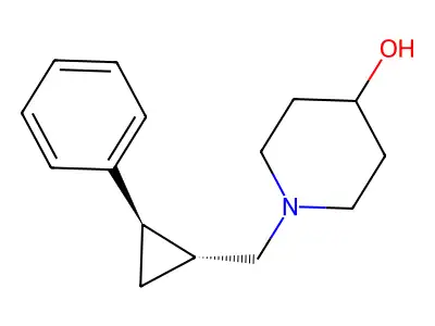 4-Piperidinol, 1-((2-phenylcyclopropyl)methyl)-, (E)- structure