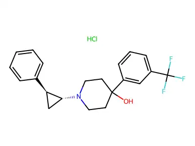 4-Piperidinol, 1-(2-phenylcyclopropyl)-4-(alpha,alpha,alpha-trifluoro-m-tolyl)-, hydrochloride, (E)- structure