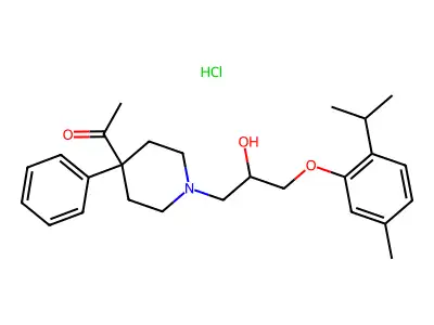 2-Propanol, 1-(4-acetyl-4-phenylpiperidino)-3-(thymyloxy)-, hydrochloride structure