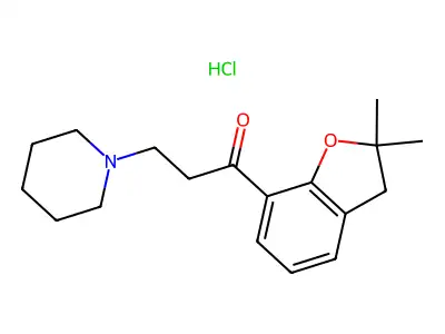 1-Propanone, 1-(2,2-dimethyl-2,3-dihydro-7-benzofuranyl)-3-piperidino-, hydrochloride structure