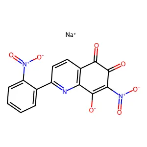 6-Hydroxy-7-nitro-2-(2-nitrophenyl)-5,8-quinolinedione sodium salt structure