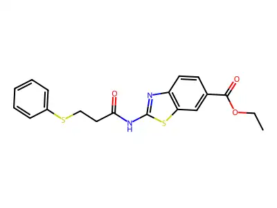 Ethyl 2-(3-(phenylthio)propanamido)benzo[d]thiazole-6-carboxylate structure