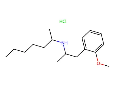 Phenethylamine, o-methoxy-alpha-methyl-N-(1-methylhexyl)-, hydrochloride structure