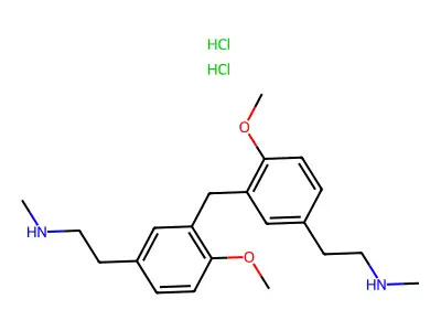 Phenethylamine, 3,3'-methylenebis(4-methoxy-N-methyl-, dihydrochloride structure