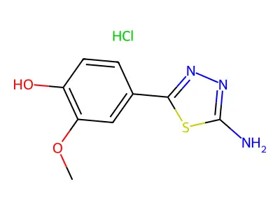 Phenol, 4-(2-amino-1,3,4-thiadiazol-5-yl)-2-methoxy-, hydrochloride, hydrate structure