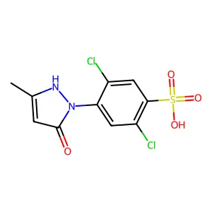 2,5-dichloro-4-(5-methyl-3-oxo-1H-pyrazol-2-yl)benzenesulfonic acid structure