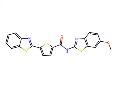 5-(1,3-benzothiazol-2-yl)-N-(6-methoxy-1,3-benzothiazol-2-yl)thiophene-2-carboxamide structure