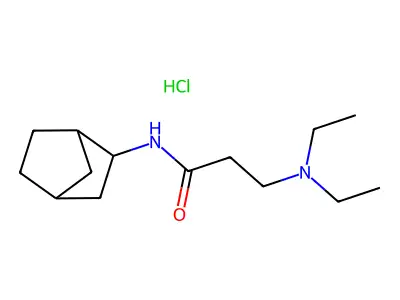 Propionamide, 3-(diethylamino)-N-(2-norbornanyl)-, hydrochloride structure