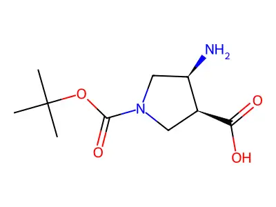(3R,4R)-4-Amino-1-(tert-butoxycarbonyl)pyrrolidine-3-carboxylic acid structure