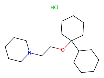 Piperidine, 1-(2-((1-cyclohexylcyclohexyl)oxy)ethyl)-, hydrochloride structure