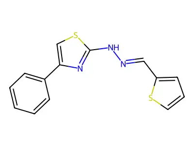 4-phenyl-N-[(Z)-thiophen-2-ylmethylideneamino]-1,3-thiazol-2-amine structure